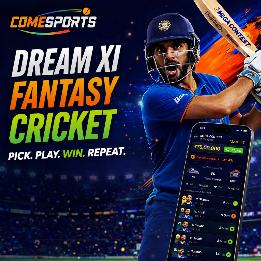 Come Fantasy Club Dream XI fantasy cricket ad visual